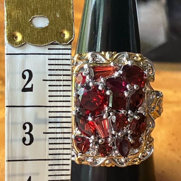 Natural Red Garnet Sterling Silver Ring Size 8 - Picture 7 of 9